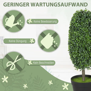 Pflanzen Kunstbaum künstlich 2er-Set im Topf UV-beständig grün