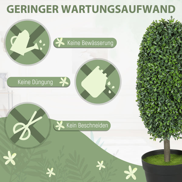 Pflanzen Kunstbaum künstlich 2er-Set im Topf UV-beständig grün