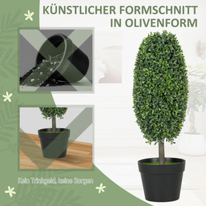 Pflanzen Kunstbaum künstlich 2er-Set im Topf UV-beständig grün
