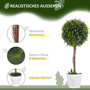 Piante di lavanda artificiali, set da 2, 60 cm, per uso interno ed esterno