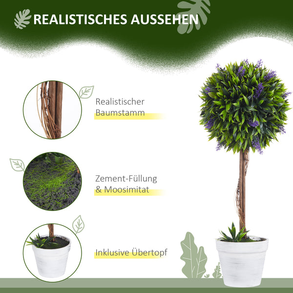 Piante di lavanda artificiali, set da 2, 60 cm, per uso interno ed esterno