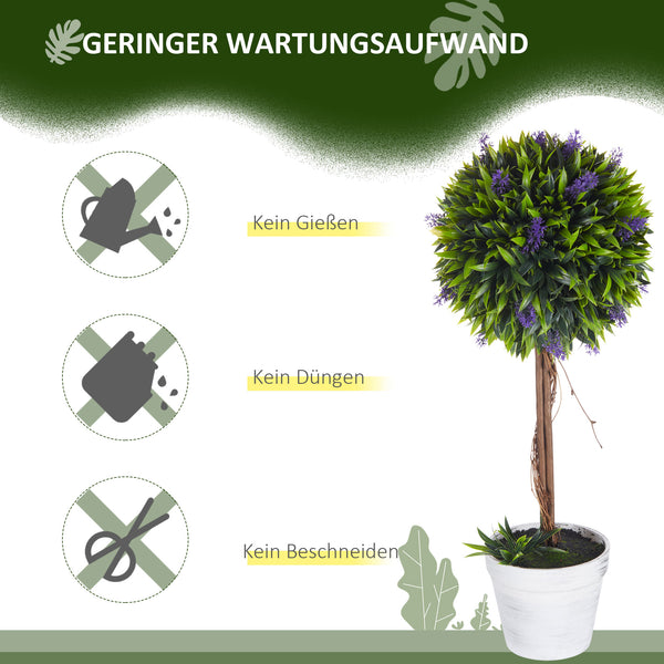 Piante di lavanda artificiali, set da 2, 60 cm, per uso interno ed esterno