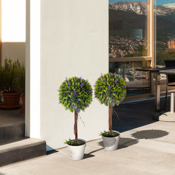 Piante di lavanda artificiali, set da 2, 60 cm, per uso interno ed esterno