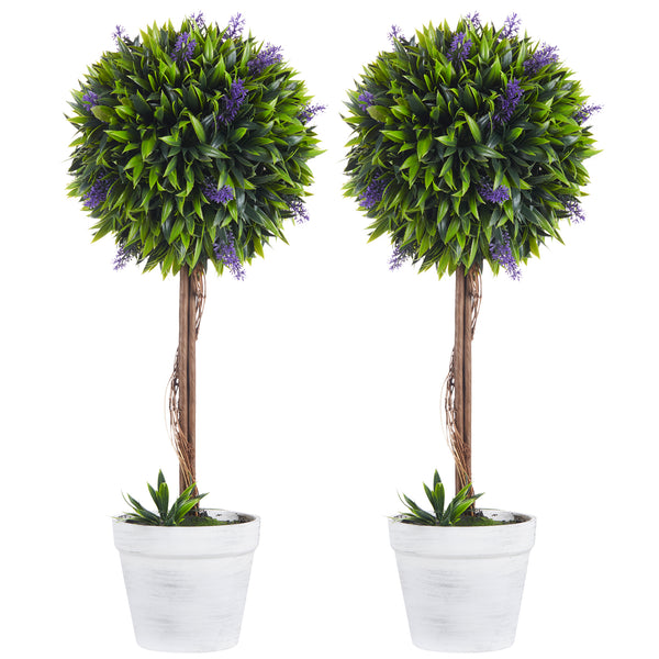 Piante di lavanda artificiali, set da 2, 60 cm, per uso interno ed esterno