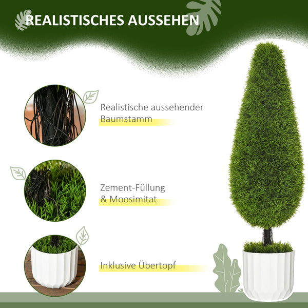 Cyprès artificiels, lot de 2, 90 cm, pour une utilisation intérieure et extérieure