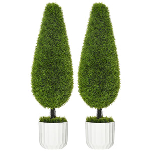 Cyprès artificiels, lot de 2, 90 cm, pour une utilisation intérieure et extérieure