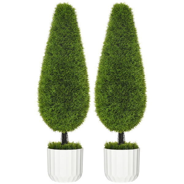 Cyprès artificiels, lot de 2, 90 cm, pour une utilisation intérieure et extérieure