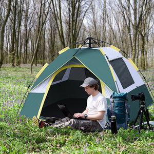 Kuppelzelt für 3 Personen 205x195x135cm aus Polyester Grün
