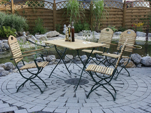 Kurgarten - Garnitur Sitzgruppe BAD TÖLZ 5-teilig, Flachstahl grün + Robinie, klappbar