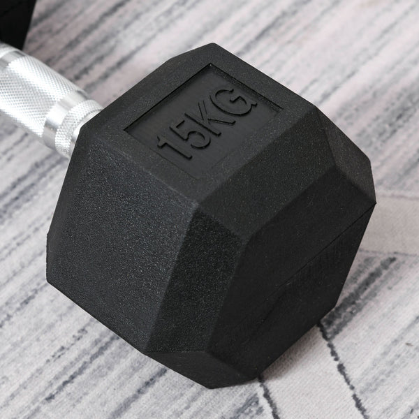 Kurzhantel mit gerändeltem Griff für Fitness Zuhause 15kg Gusseisen