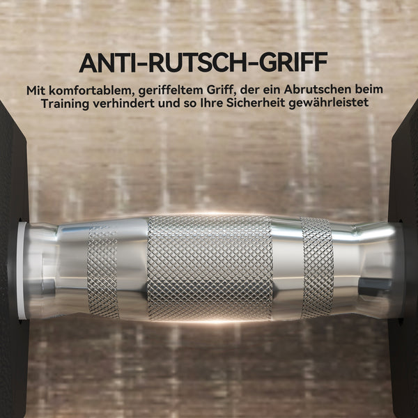 Kurzhantel mit Anti-Rutsch-Griff 35kg schwarz silber