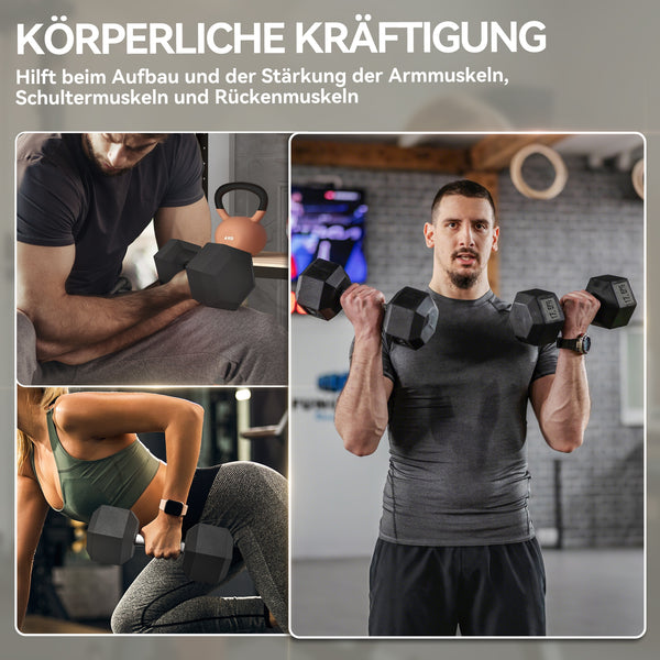 Kurzhantel mit Anti-Rutsch-Griff 35kg schwarz silber