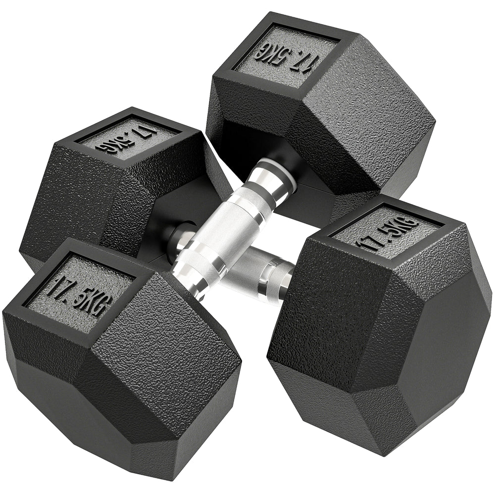 Kurzhantel mit Anti-Rutsch-Griff 35kg schwarz silber