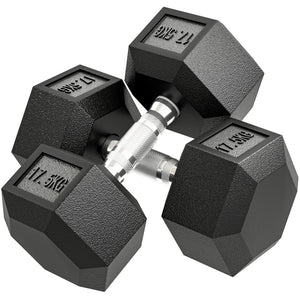 Kurzhantel mit Anti-Rutsch-Griff 35kg schwarz silber