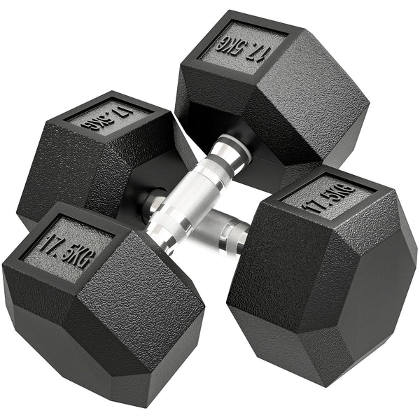 Kurzhantel mit Anti-Rutsch-Griff 35kg schwarz silber