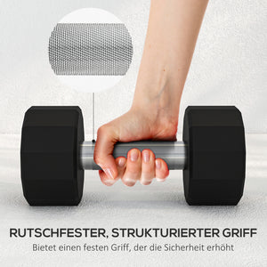 Kurzhantel-Set 20kg für Kraft- und Gewichtstraining rutschfest und ergonomisch