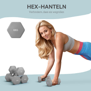 Kurzhantel Set rutschfest bodenschonend Fitness Training 2x6kg