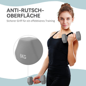 Kurzhantel Set rutschfest bodenschonend Fitness Training 2x6kg
