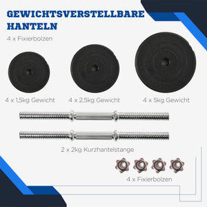 Kurzhantel-Set 40kg für Fitness mit 12 Hantelscheiben rutschfest und ergonomisch