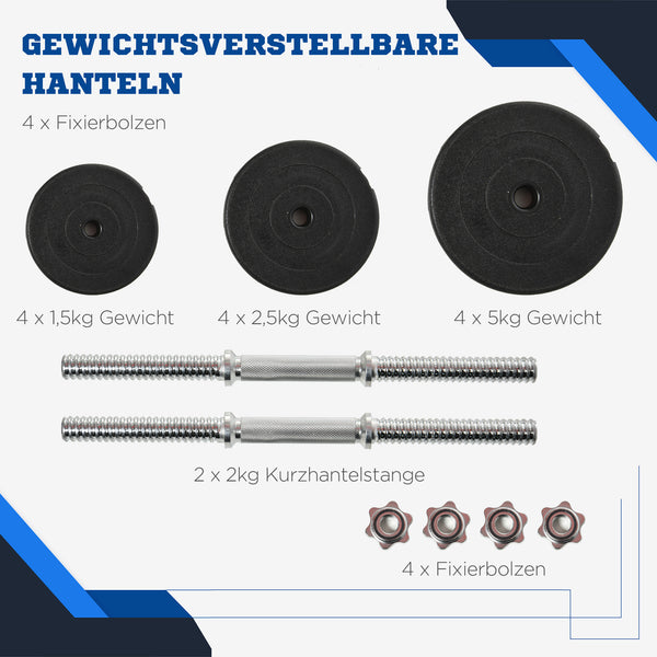 Kurzhantel-Set 40kg für Fitness mit 12 Hantelscheiben rutschfest und ergonomisch
