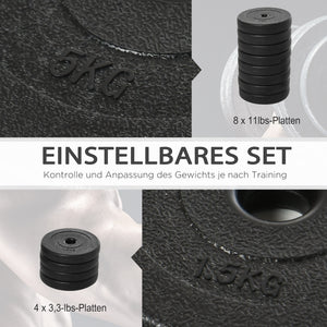 Kurzhantel-Set 50kg mit Stangen und Gewichten für Fitness