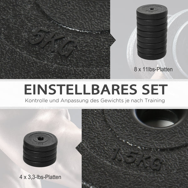 Kurzhantel-Set 50kg mit Stangen und Gewichten für Fitness