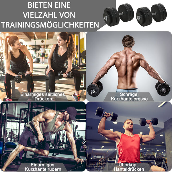 Kurzhantel-Set 50kg mit Stangen und Gewichten für Fitness