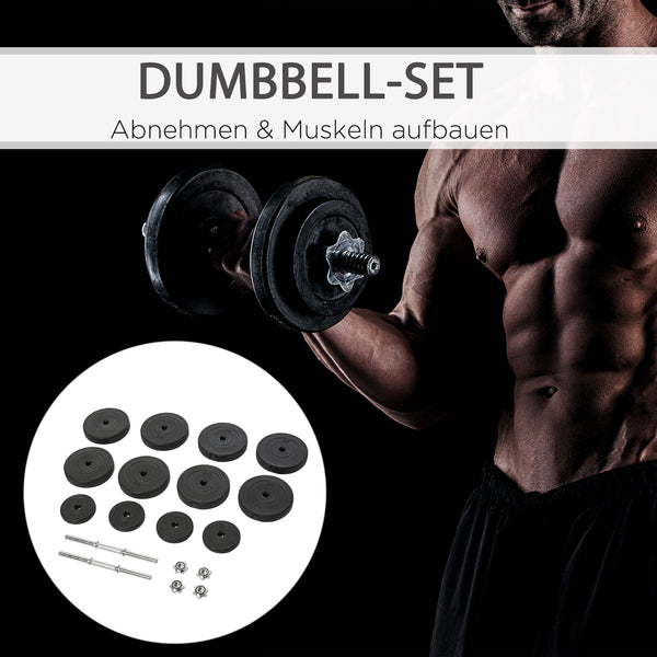 Kurzhantel-Set 50kg mit Stangen und Gewichten für Fitness