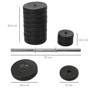 Kurzhantel-Set 50kg mit Stangen und Gewichten für Fitness