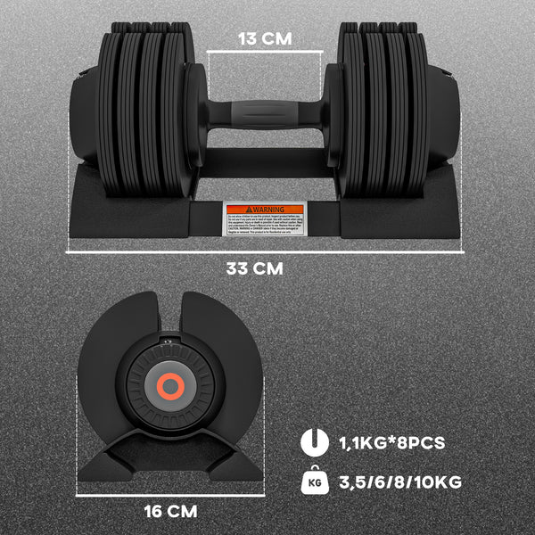 Kurzhantel mit verstellbarem Gewicht 3.5/6/8/10kg multifunktional mit Ablagefach
