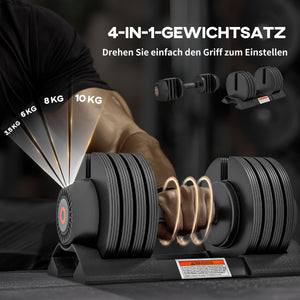 Kurzhantel mit verstellbarem Gewicht 3.5/6/8/10kg multifunktional mit Ablagefach