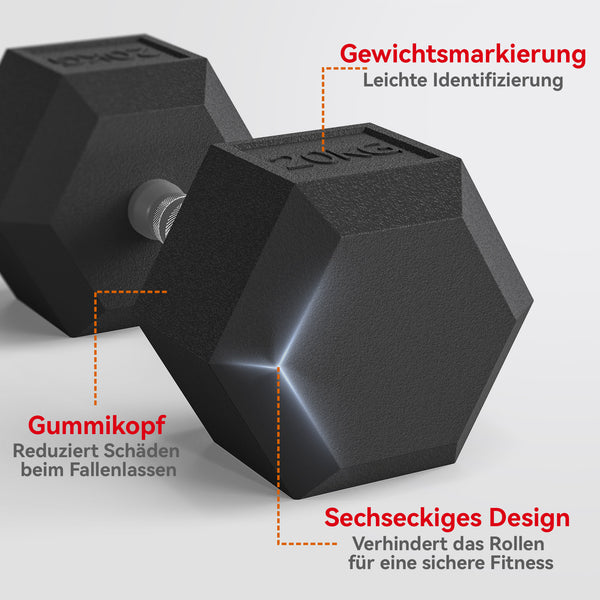 Kurzhanteln Set für Krafttraining Zuhause 2 x 20kg Gusseisen