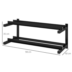 Wall-mounted dumbbell rack for 70kg weights and kettlebells, space-saving
