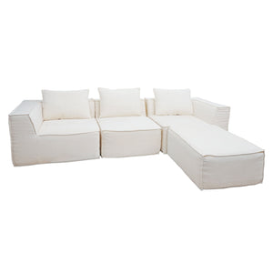 L-Sofa Lounge-Couch mit Ottomane modular rechts links 63x270x190cm creme