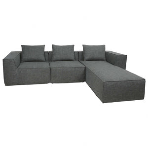L-Sofa Lounge-Couch mit Ottomane modular rechts links 63x270x190cm dunkelgrau