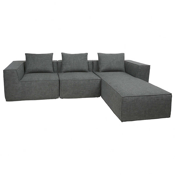 L-Sofa Lounge-Couch mit Ottomane modular rechts links 63x270x190cm dunkelgrau