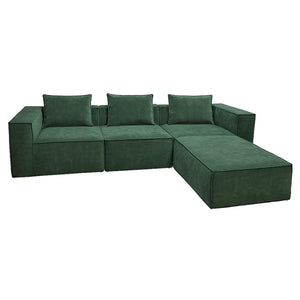 L-Sofa Lounge-Couch mit Ottomane modular rechts links 63x270x190cm grün