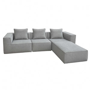 L-Sofa Lounge-Couch mit Ottomane modular rechts links 63x270x190cm hellgrau