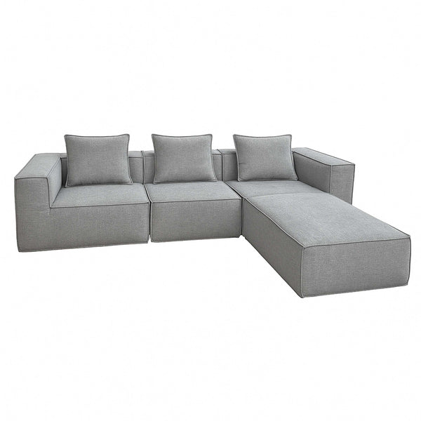 L-Sofa Lounge-Couch mit Ottomane modular rechts links 63x270x190cm hellgrau