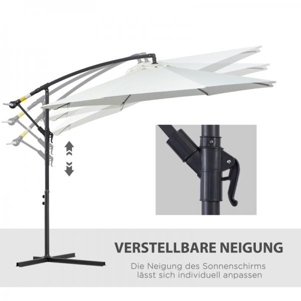 Sonnenschirm mit Kurbel Wetterbeständig 3 m x 3 m x 2,5 m Stahl Polyester Creme
