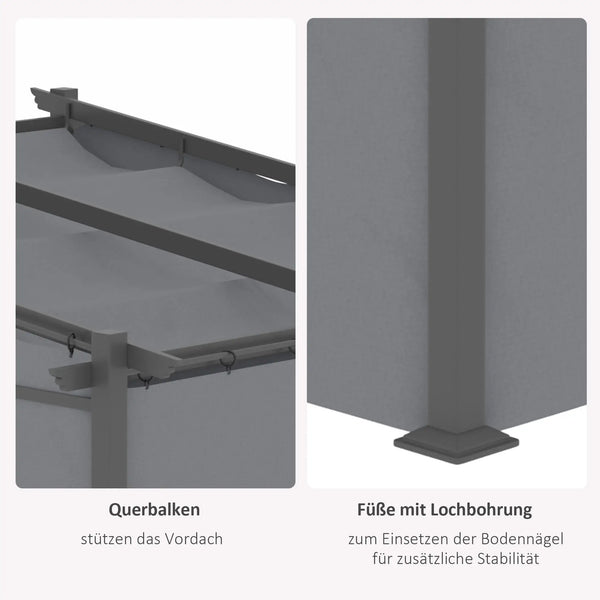 Pavillon Pergola, inklusive Befestigungsmaterial, ausziehbares Dach, Dunkelgrau
