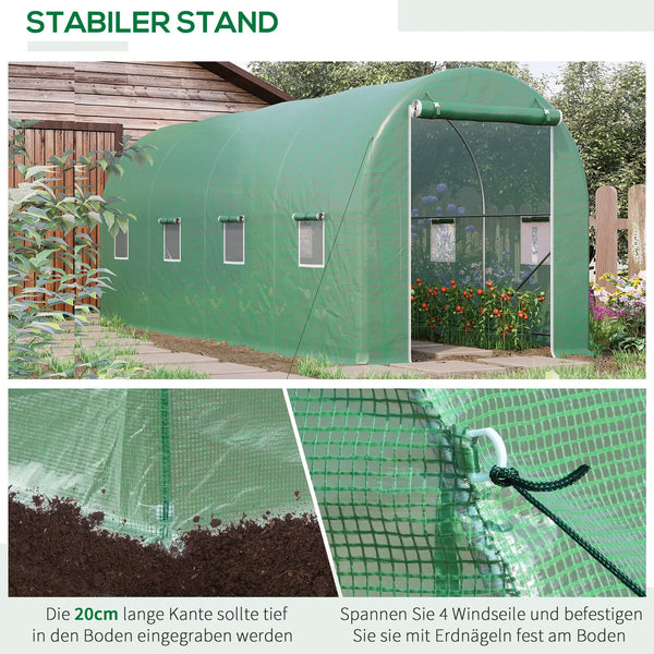 Gewächshaus 500x200x205cm Foliengewächshaus Tomatenhaus Tür mit Moskitonetz