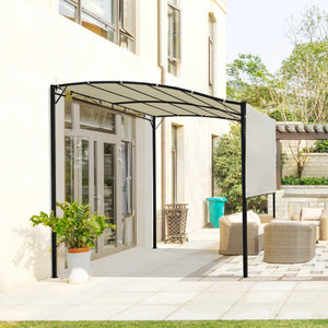 Markise Gartenpavillon mit klappbarem Seitendach Creme + Schwarz 3x2,5 m