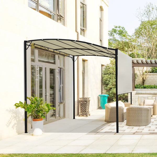 Markise Gartenpavillon mit klappbarem Seitendach Creme + Schwarz 3x2,5 m