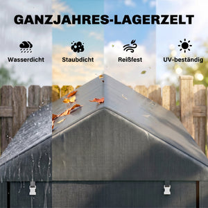 Lagerzelt Geräteschuppen wetterfest mit Stahlrahmen 1,2x1,8m dunkelgrau