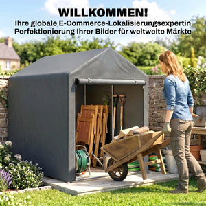 Lagerzelt Geräteschuppen wetterfest mit Stahlrahmen 1,2x1,8m dunkelgrau