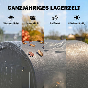 Lagerzelt Garten mit Stahlrahmen und grossen Türen 3x3m grau