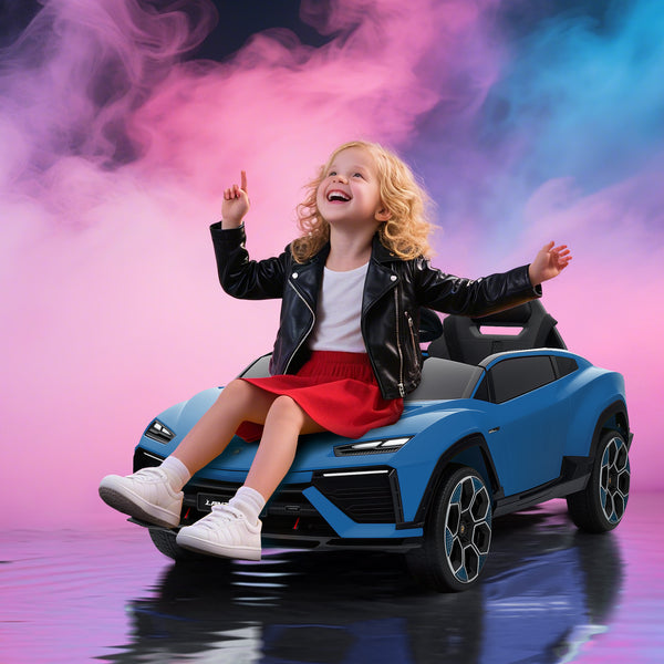 Kinder Elektroauto Lamborghini 12V mit Fernbedienung LED und Musik blau
