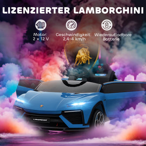 Kinder Elektroauto Lamborghini 12V mit Fernbedienung LED und Musik blau