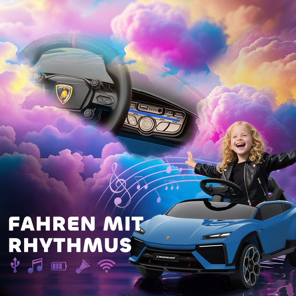 Kinder Elektroauto Lamborghini 12V mit Fernbedienung LED und Musik blau